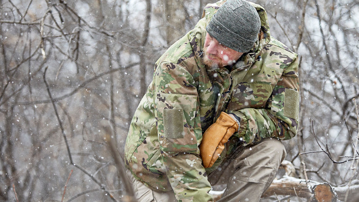 Man Wearing Military Surplus Clothing